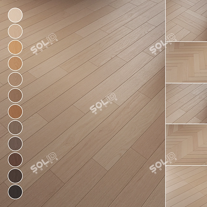 Oak Parquet Flooring Collection 3D model image 1