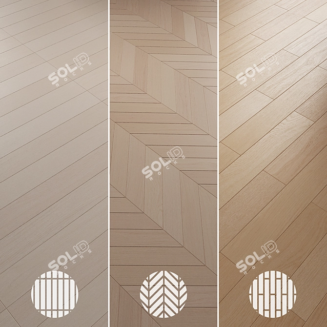 Oak Parquet Flooring Collection 3D model image 2