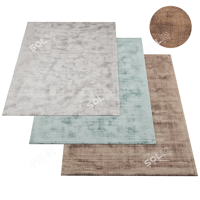 Vintage Tencel Handmade Rugs 3D model image 2