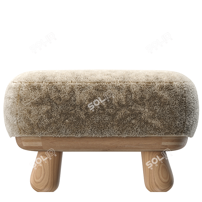 Luxurious Clifford Ottoman with Fur 3D model image 2