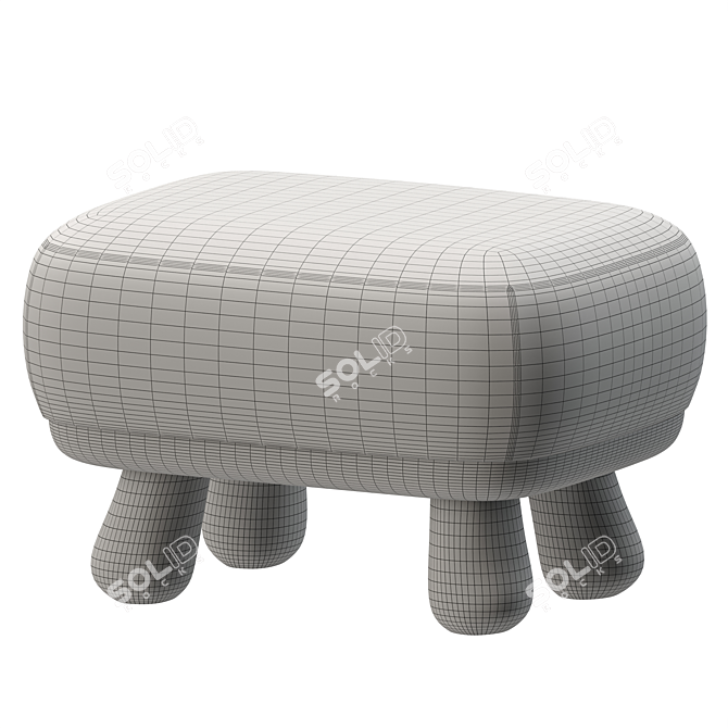 Luxurious Clifford Ottoman with Fur 3D model image 3