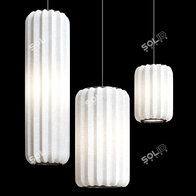 Japanese Textile Pendant Lamp Series 3D model image 1