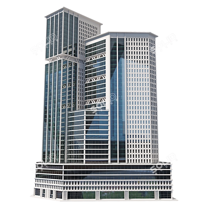 Urban Tower Glass Office Centre 3D model image 3