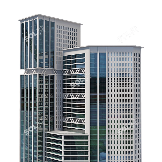Urban Tower Glass Office Centre 3D model image 4