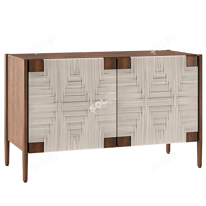 Handwoven Mango Wood Buffet 3D model image 1