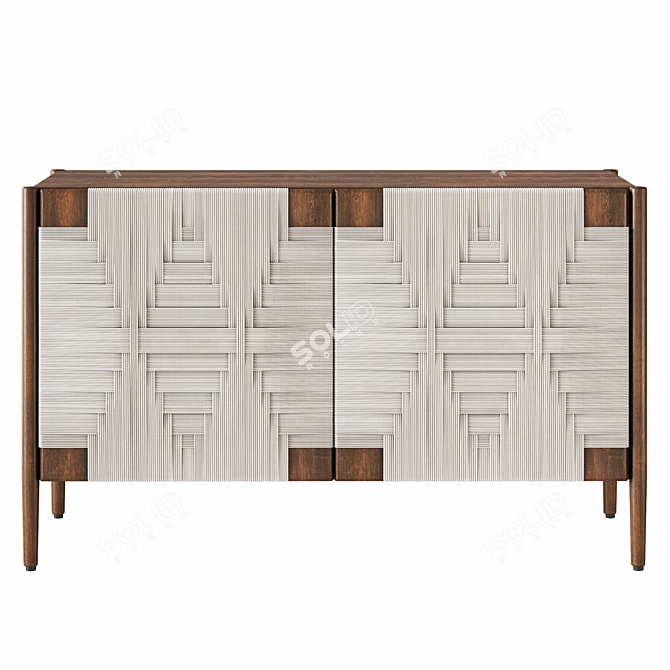 Handwoven Mango Wood Buffet 3D model image 2