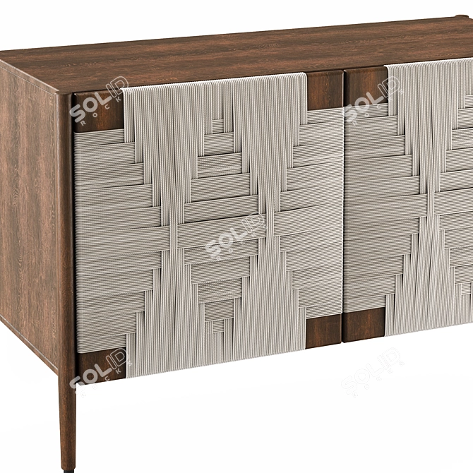 Handwoven Mango Wood Buffet 3D model image 3