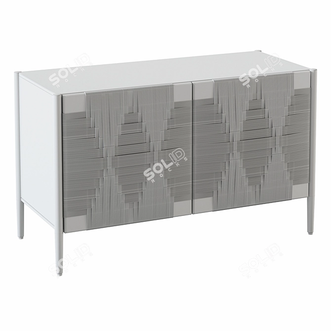 Handwoven Mango Wood Buffet 3D model image 4