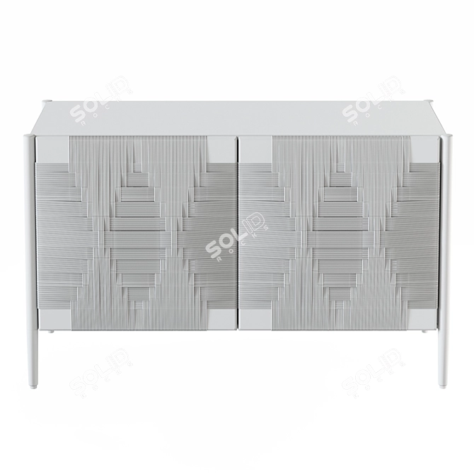 Handwoven Mango Wood Buffet 3D model image 5