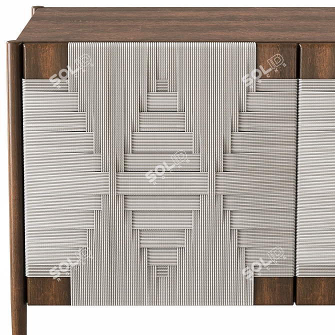 Handwoven Mango Wood Buffet 3D model image 6