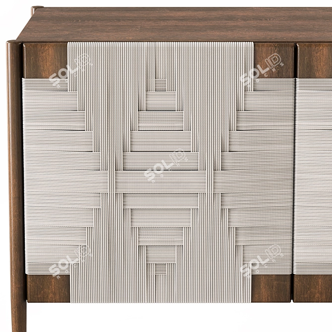 Handwoven Mango Wood Buffet 3D model image 7