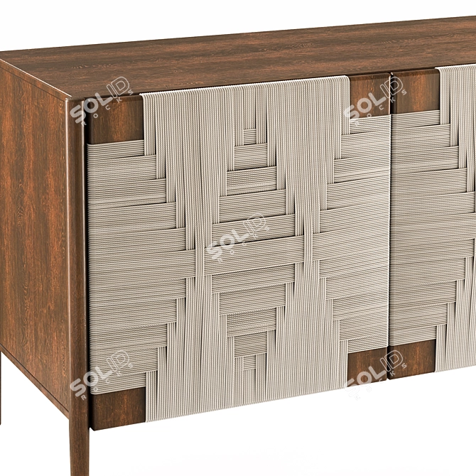 Handwoven Mango Wood Buffet 3D model image 9