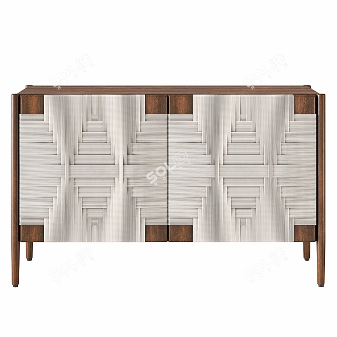 Handwoven Mango Wood Buffet 3D model image 15