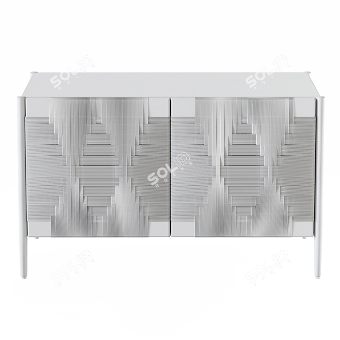 Handwoven Mango Wood Buffet 3D model image 19