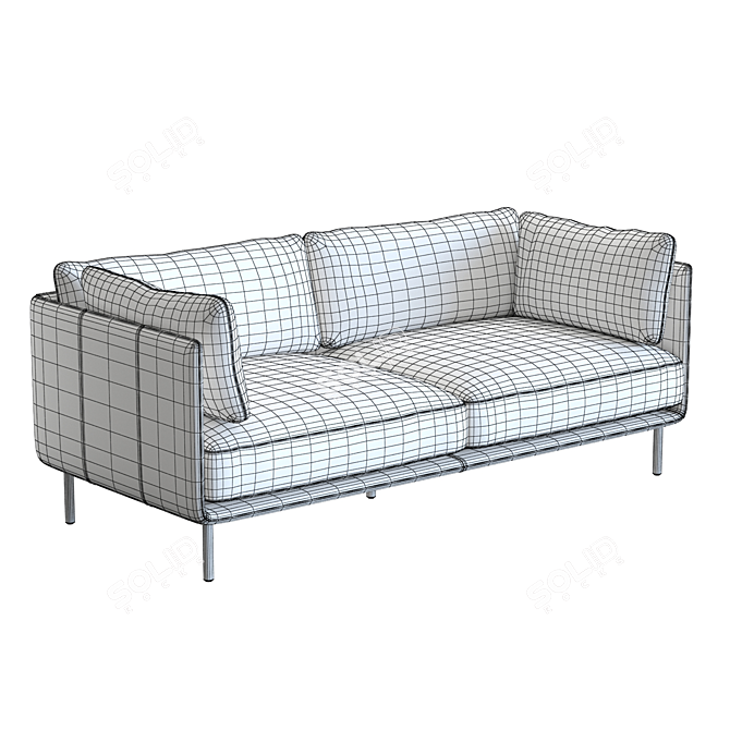 Premium 3D Wells Leather Sofa 3D model image 3