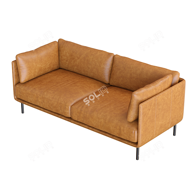 Premium 3D Wells Leather Sofa 3D model image 5