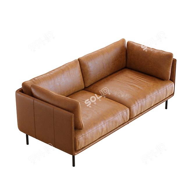 Premium 3D Wells Leather Sofa 3D model image 7