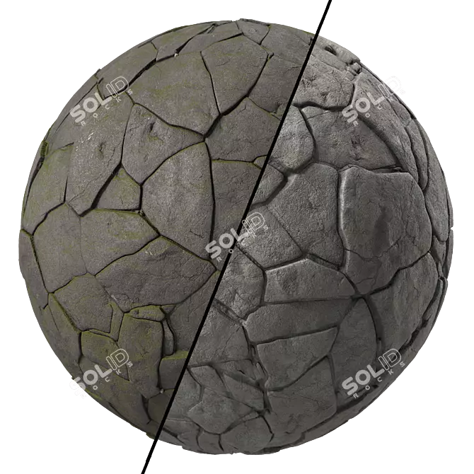 Mossy Stone Wall Material Kit 3D model image 1