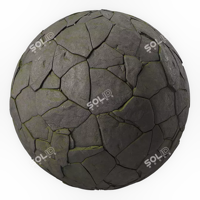 Mossy Stone Wall Material Kit 3D model image 2