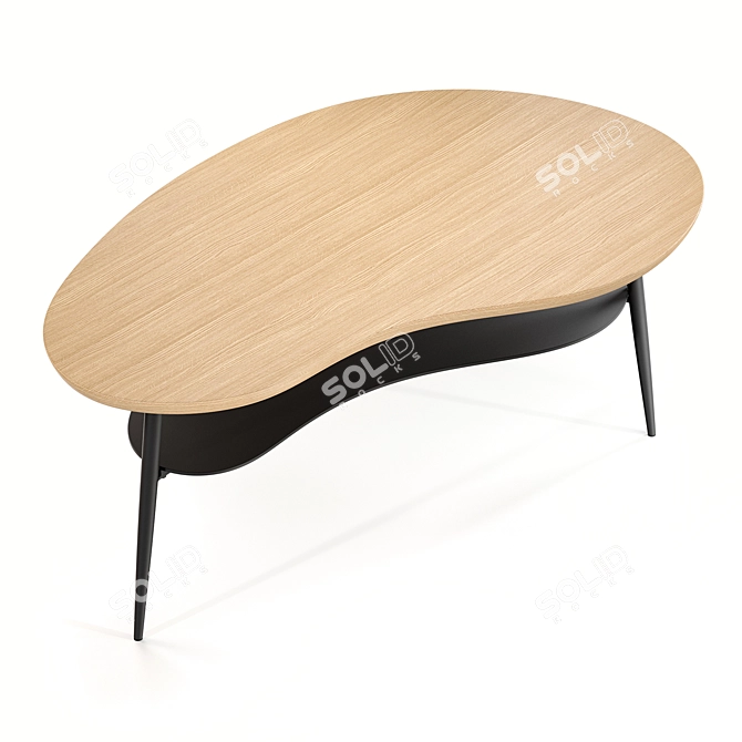 Modern Coffee Table with Dual Shelves 3D model image 2