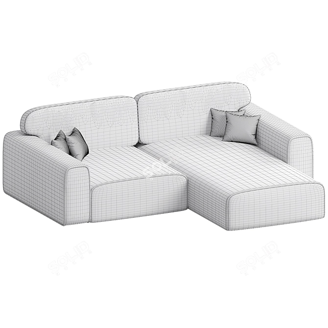 Viena Corner Sofa in Velvet 3D model image 3