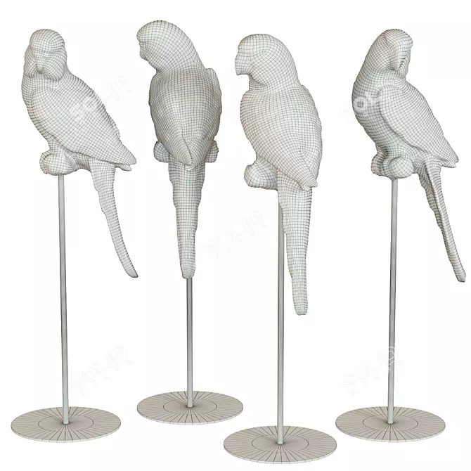 Colorful Parrot Figurine Set 3D model image 3
