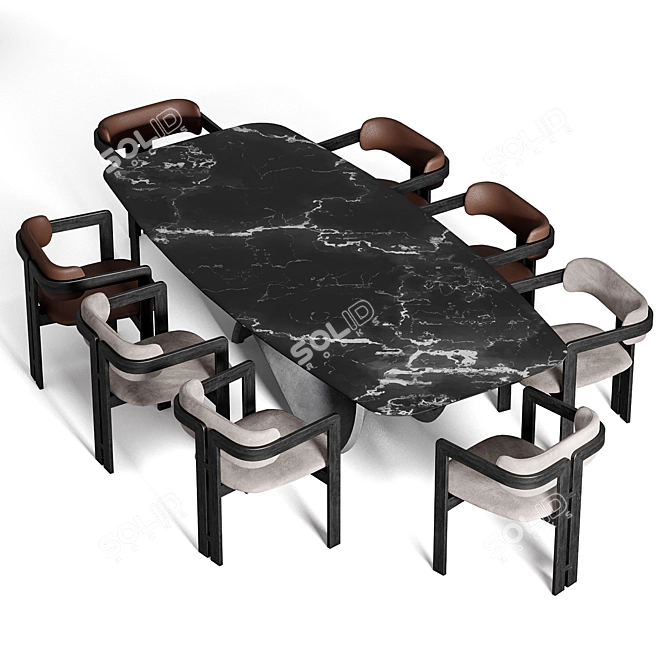 Modern Dining Set Scene 3D model image 6