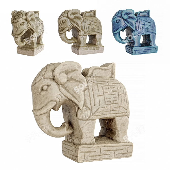 Exquisite Asian Elephant Sculpture 3D model image 1