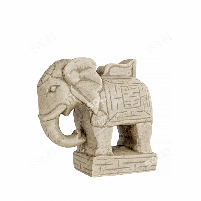 Exquisite Asian Elephant Sculpture 3D model image 2