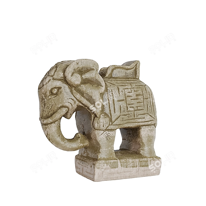 Exquisite Asian Elephant Sculpture 3D model image 4