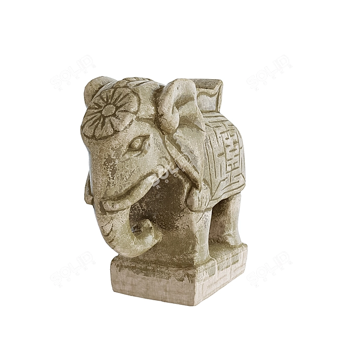 Exquisite Asian Elephant Sculpture 3D model image 5