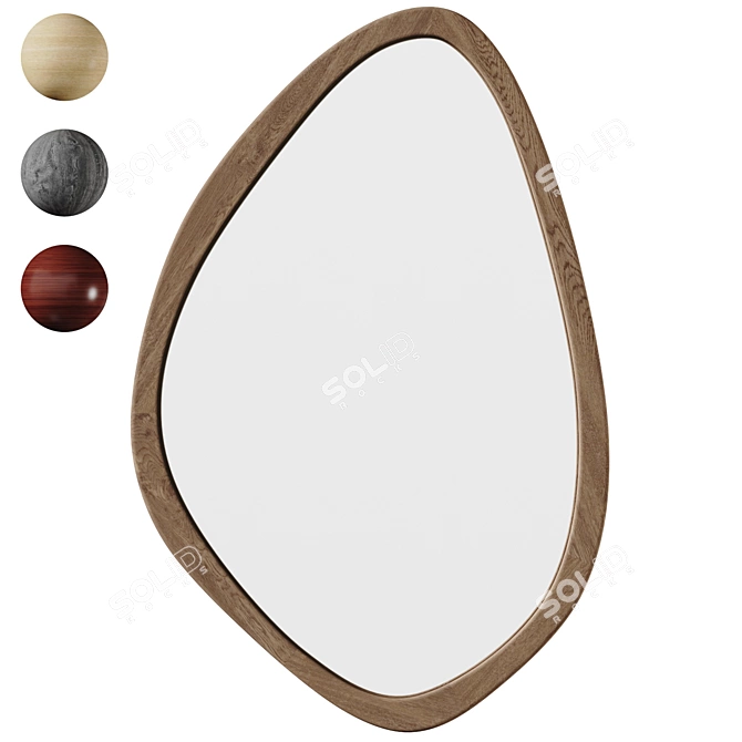 Mid Century Walnut Wall Mirror 3D model image 1