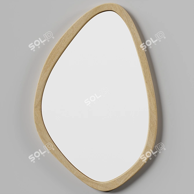 Mid Century Walnut Wall Mirror 3D model image 2