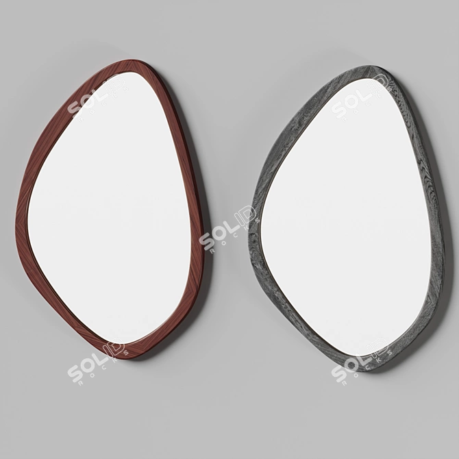 Mid Century Walnut Wall Mirror 3D model image 4