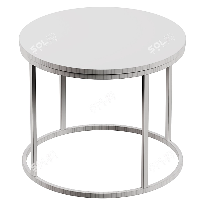 Industrial Round Wood Metal Table 3D model image 3