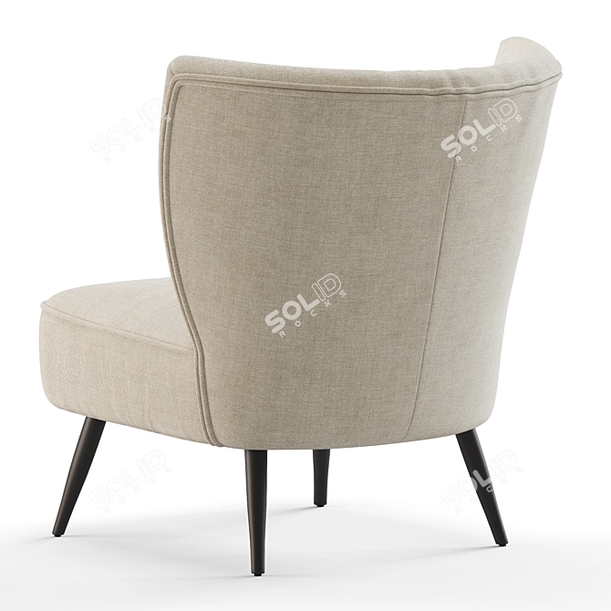 Retro Linen Accent Chair 3D model image 4