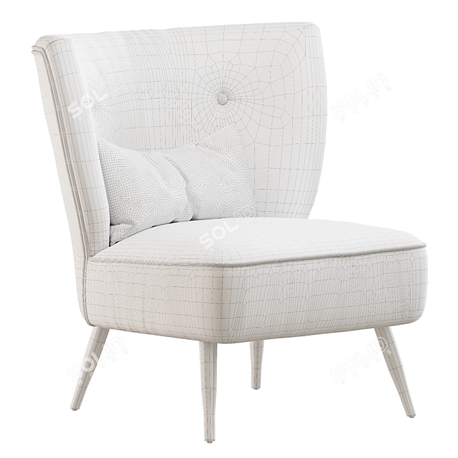 Retro Linen Accent Chair 3D model image 7