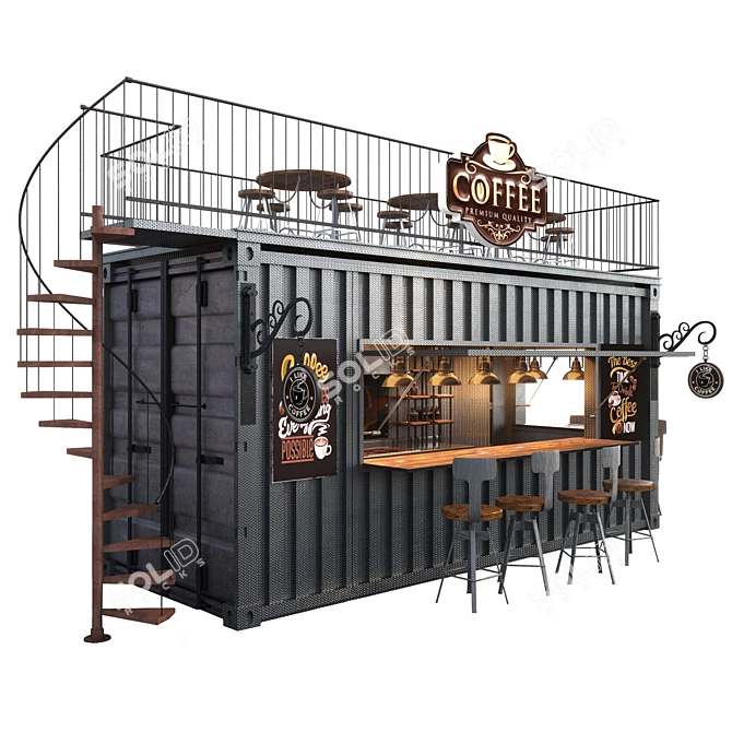 Urban Brew Box Café 3D model image 5