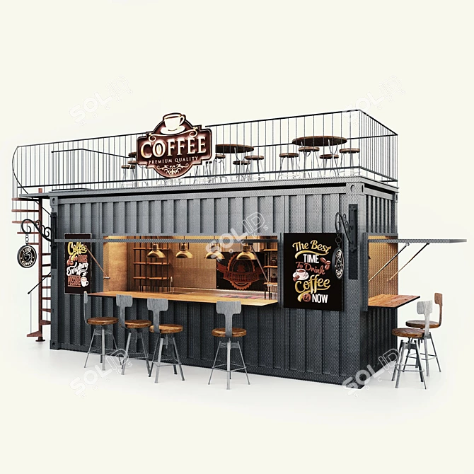 Urban Brew Box Café 3D model image 8