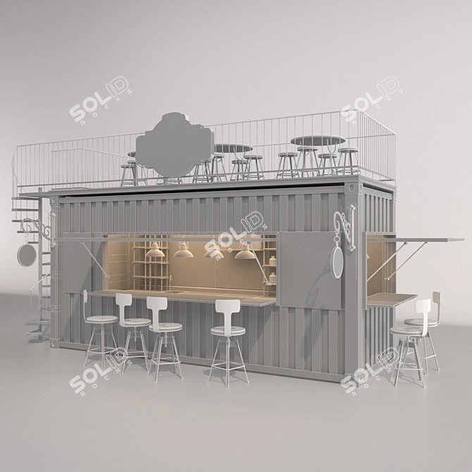 Urban Brew Box Café 3D model image 9