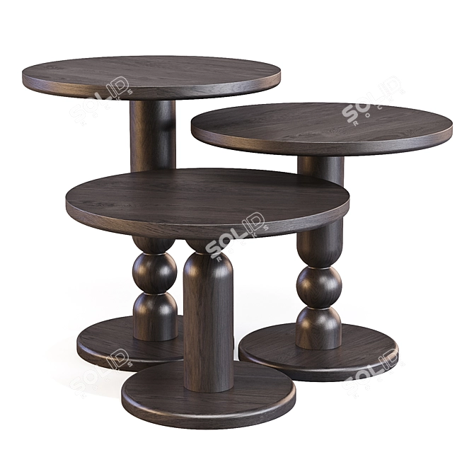 Bla Station Turn Tables - Solid Wood 3D model image 2