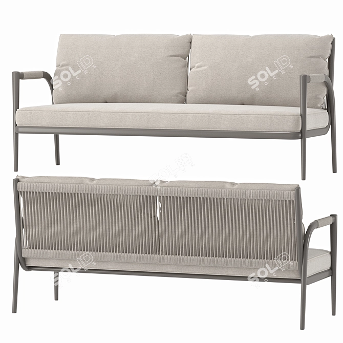 Elegant Outdoor Eos Sofa 3D model image 1