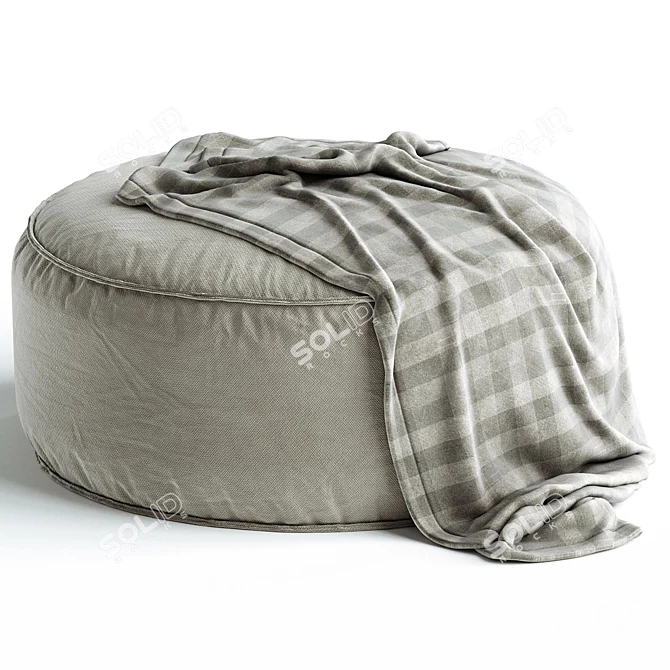 Soft Cay Beige Pouf: Elegant Comfort 3D model image 1