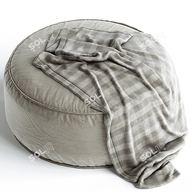 Soft Cay Beige Pouf: Elegant Comfort 3D model image 2