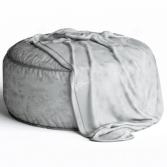 Soft Cay Beige Pouf: Elegant Comfort 3D model image 3