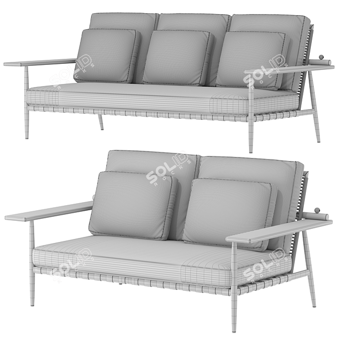 Voxel Garden Seating Set 3D model image 3