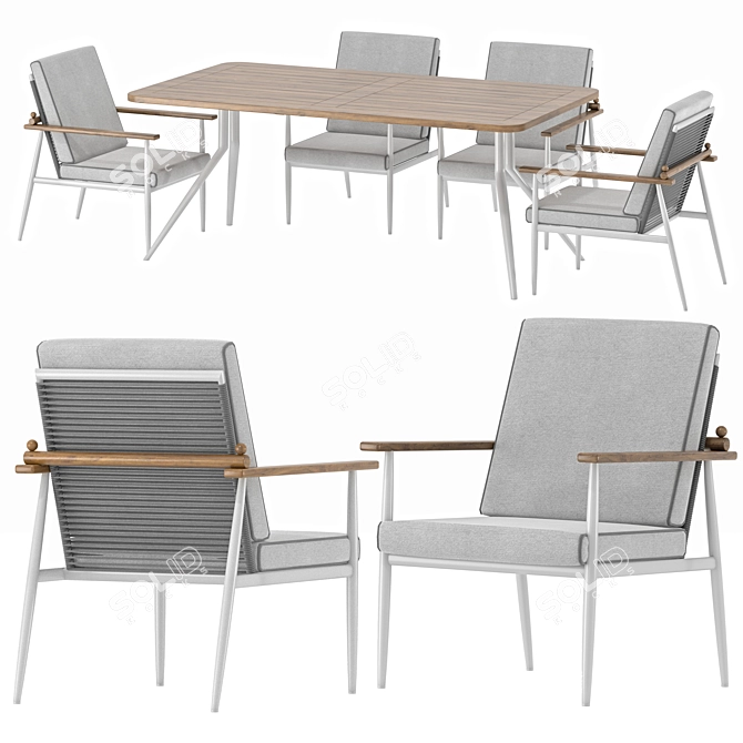 Voxel Outdoor Dining Set 3D model image 1