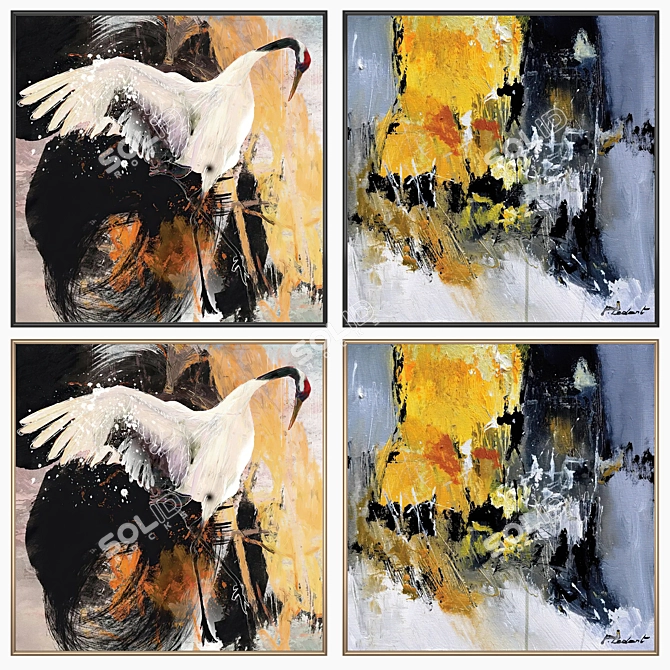 Art Set with Varied Frames 3D model image 2