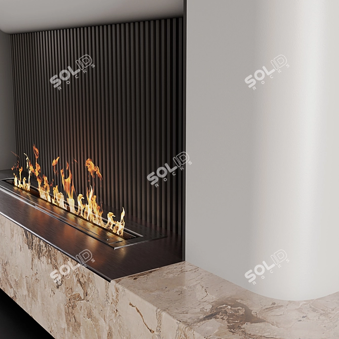 Contemporary Fireplace Wall with Marble 3D model image 2