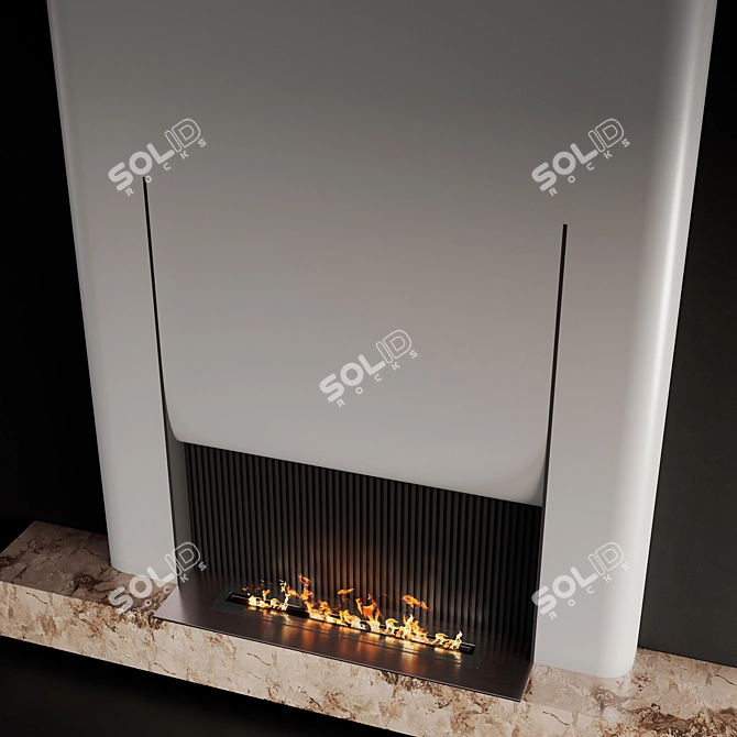 Contemporary Fireplace Wall with Marble 3D model image 4